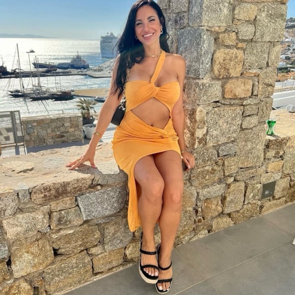 Stylish Orange Cut-Out Dress
